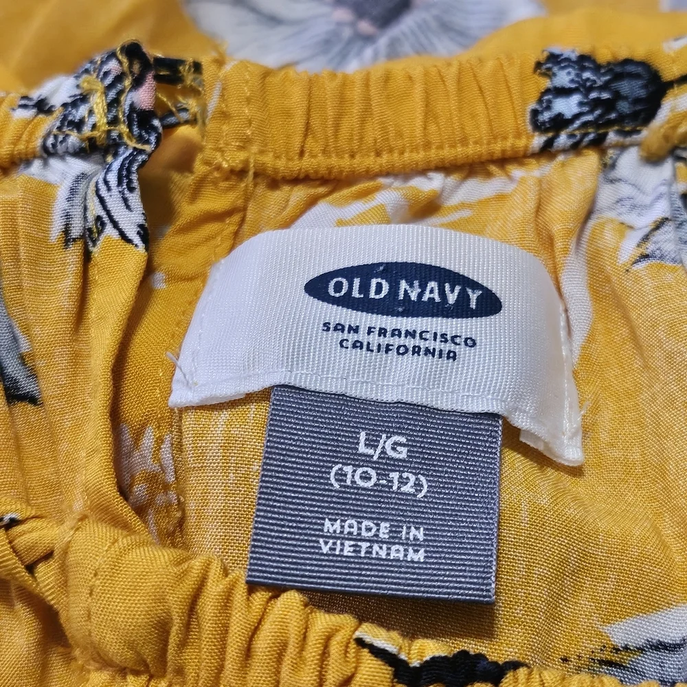 Old Navy Hi Low Tunnel Neck Floral dress Golden Yellow Size L (10-12)